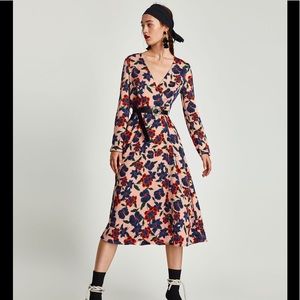 Zara print floral midi dress S